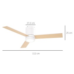 Kattotuulettimella varustettu LED‑kattovalaisin, 112 cm, kaukosäädin ja ajastin, valkoinen/luonnonpuu