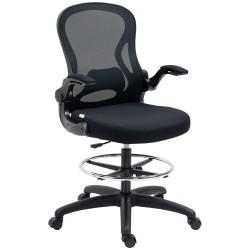 Korkea ergonominen työtuoli jalkatuella mesh selkänoja säädettävä 52 72 cm musta