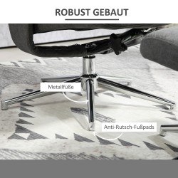 Lepotuoli ja jalkarahi, säädettävä selkänoja 130°, samettijäljitelmä, kantavuus 150 kg, tummanharmaa