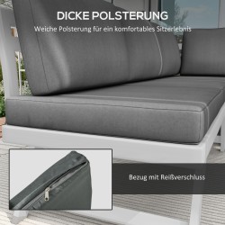 Ulkolounge-sohvasetti 4-osainen teräs/alumiini 115 x 61 x 65 cm harmaa/valkoinen