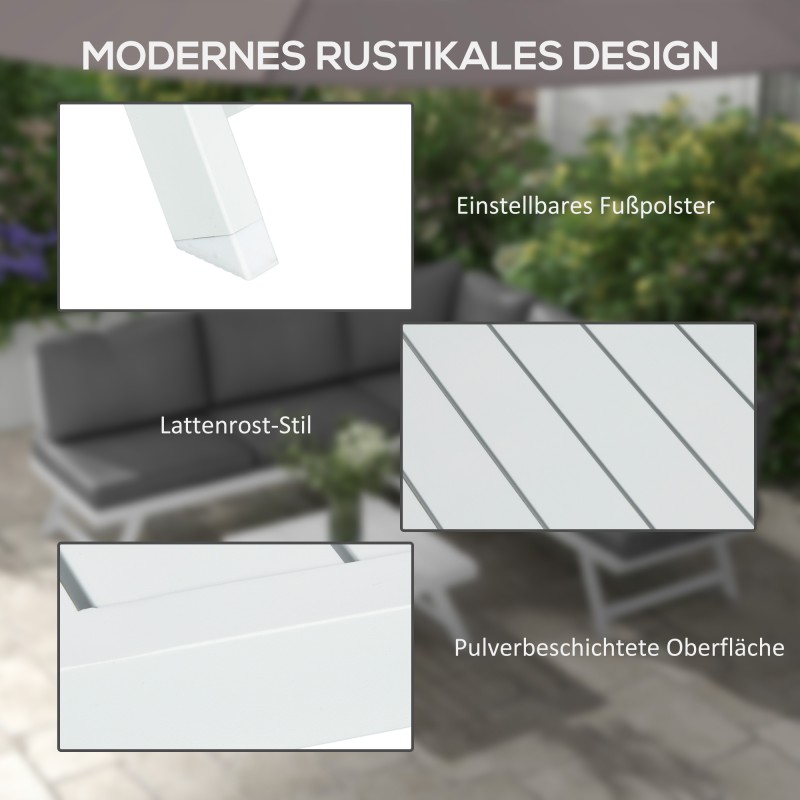 Ulkolounge-sohvasetti 4-osainen teräs/alumiini 115 x 61 x 65 cm harmaa/valkoinen