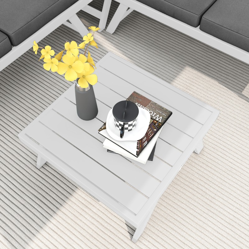 Ulkolounge-sohvasetti 4-osainen teräs/alumiini 115 x 61 x 65 cm harmaa/valkoinen