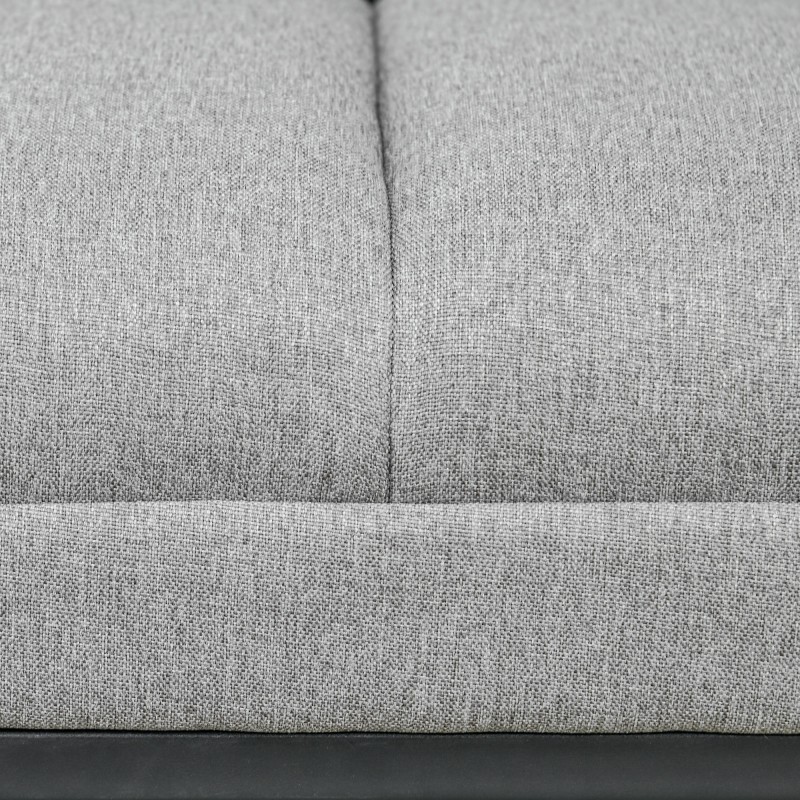 Eteispenkki teollistyylinen pehmustettu kangaspenkki metallijaloilla 120x44x45,5 cm vaaleanharmaa/musta