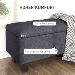 Säilytyspenkki olohuoneeseen ja makuuhuoneeseen, kangas leinenilme, 138x40x45 cm, tummanharmaa