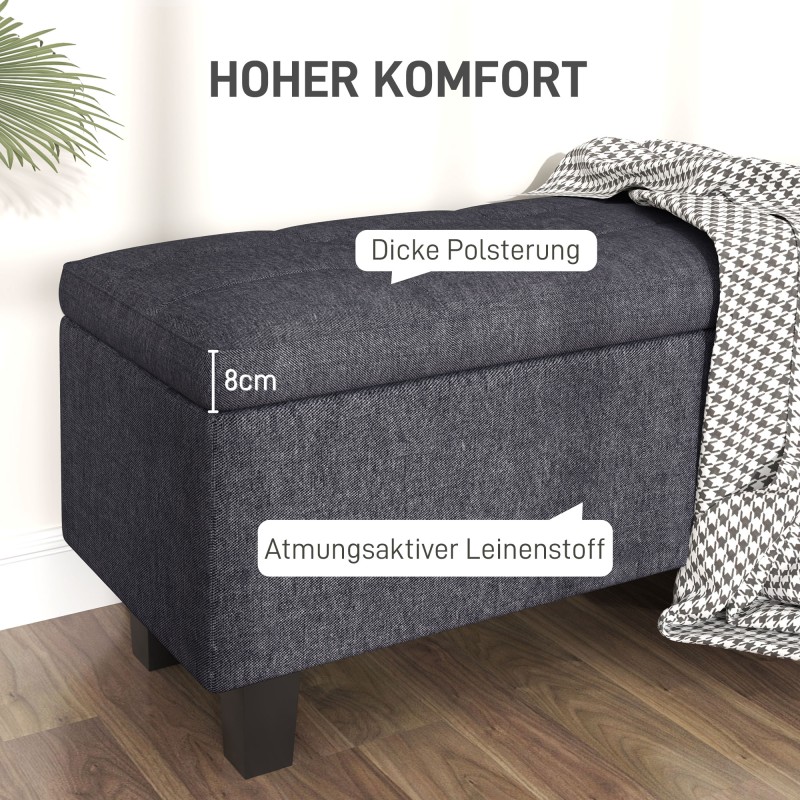 Säilytyspenkki olohuoneeseen ja makuuhuoneeseen, kangas leinenilme, 138x40x45 cm, tummanharmaa