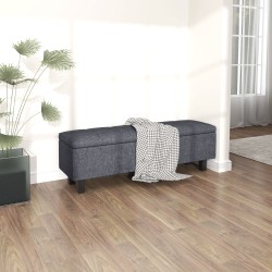 Säilytyspenkki olohuoneeseen ja makuuhuoneeseen, kangas leinenilme, 138x40x45 cm, tummanharmaa