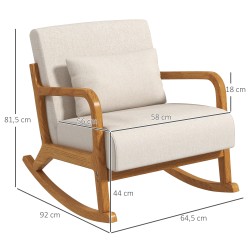 Keinutuoli retrodesign kumipuu 64,5 x 92 x 81,5 cm beige ja ruskea
