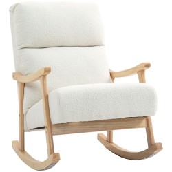 Nojakeinu samettipintaisella kankaalla ergonominen selkänoja 65 x 90 x 98 cm 120 kg cremevalkoinen