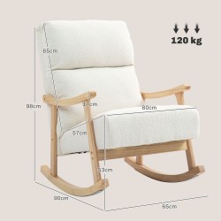 Nojakeinu samettipintaisella kankaalla, ergonominen selkänoja, 65 x 90 x 98 cm, 120 kg, cremevalkoinen