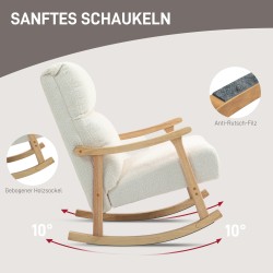 Nojakeinu samettipintaisella kankaalla, ergonominen selkänoja, 65 x 90 x 98 cm, 120 kg, cremevalkoinen