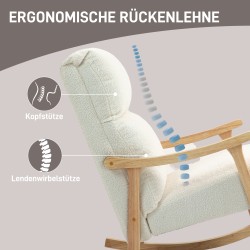 Nojakeinu samettipintaisella kankaalla, ergonominen selkänoja, 65 x 90 x 98 cm, 120 kg, cremevalkoinen