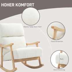 Nojakeinu samettipintaisella kankaalla, ergonominen selkänoja, 65 x 90 x 98 cm, 120 kg, cremevalkoinen