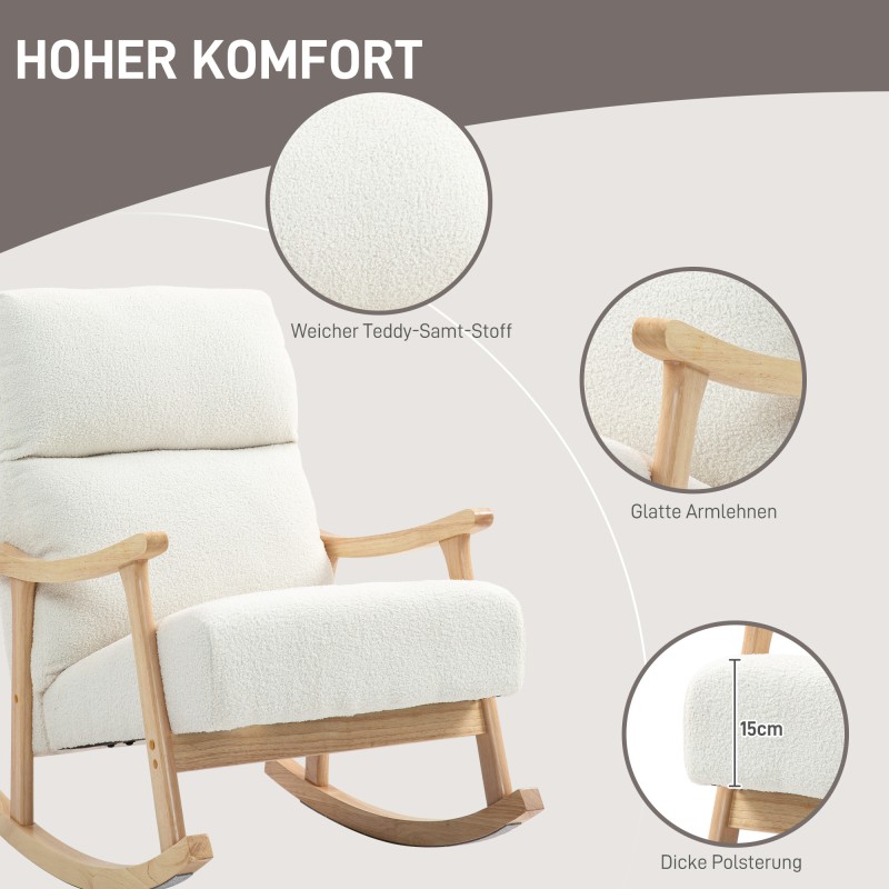 Nojakeinu samettipintaisella kankaalla, ergonominen selkänoja, 65 x 90 x 98 cm, 120 kg, cremevalkoinen