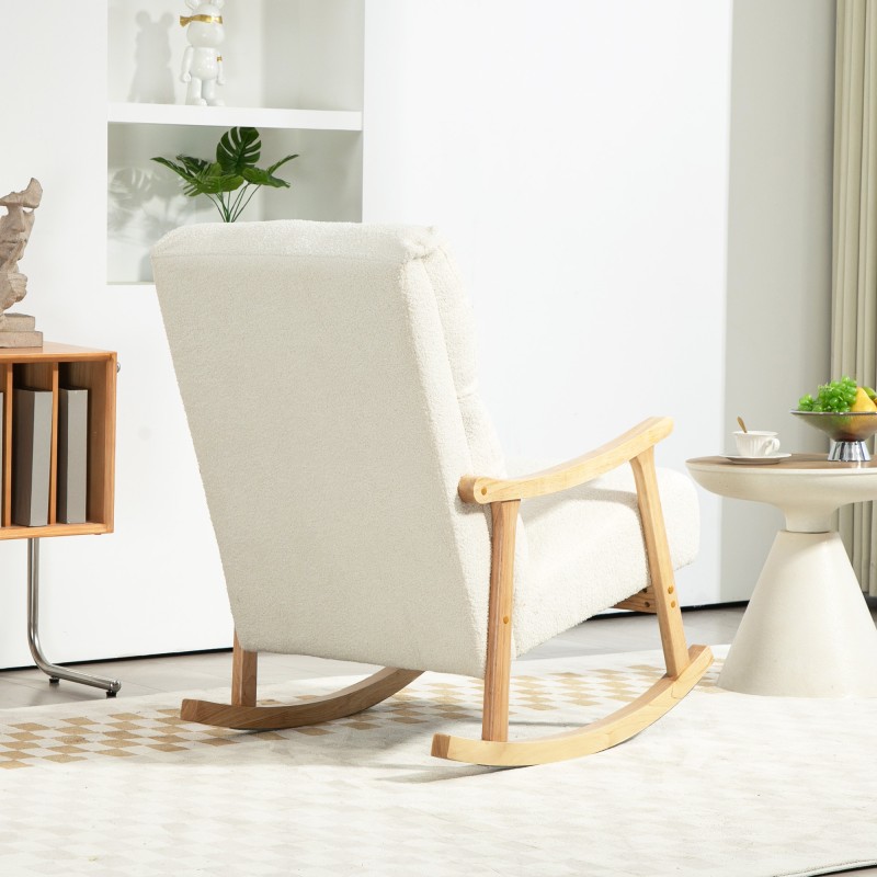 Nojakeinu samettipintaisella kankaalla, ergonominen selkänoja, 65 x 90 x 98 cm, 120 kg, cremevalkoinen
