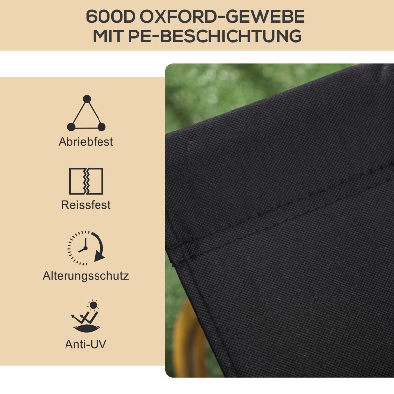 Taitettavat retkituolit 2 kpl, teräsrunko ja Oxford-kangas, kantavuus 130 kg, musta