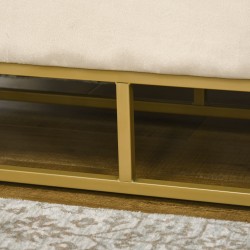 Säilytysistuinpenkki eteiseen, samettikangas, teräsjalat, 110 x 44 x 49 cm, beige