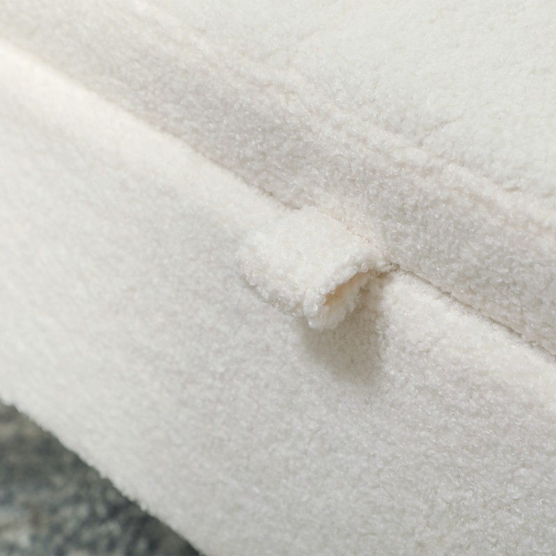 Säilytyspenkki olohuoneeseen ja makuuhuoneeseen, teddysametti, metallijalat, 114 x 47 x 46,5 cm, valkoinen