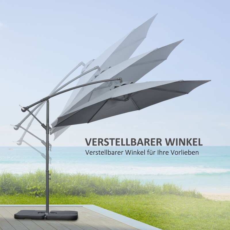 Sivuvartinen terassivarjo ristijalalla, metalli/polyesteri, 292 x 247 cm, harmaa