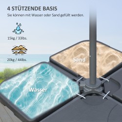 Sivuvartinen terassivarjo ristijalalla, metalli/polyesteri, 292 x 247 cm, harmaa