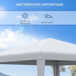 Paviljonki ulkokäyttöön teräsrunko PE-katto 2,7 x 2,7 m valkoinen