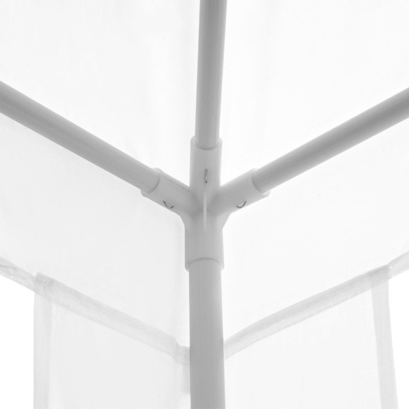 Paviljonki ulkokäyttöön teräsrunko PE-katto 2,7 x 2,7 m valkoinen