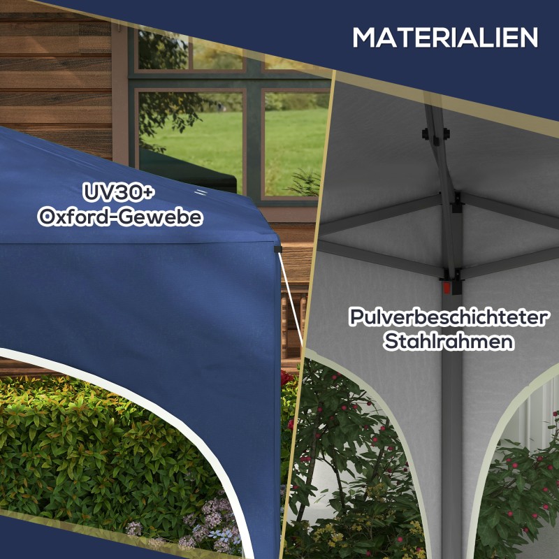 Taitettava puutarhakatos ulkokäyttöön, teräsrunko, 295 x 295 x 255 cm, tummansininen