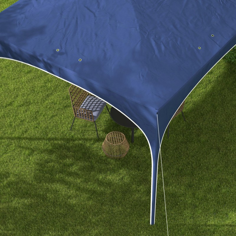 Taitettava puutarhakatos ulkokäyttöön, teräsrunko, 295 x 295 x 255 cm, tummansininen