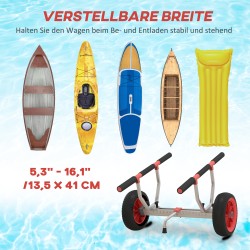 Kajakkivaunu säädettävä alumiininen kuljetusvaunu veneille 100 kg musta/punainen