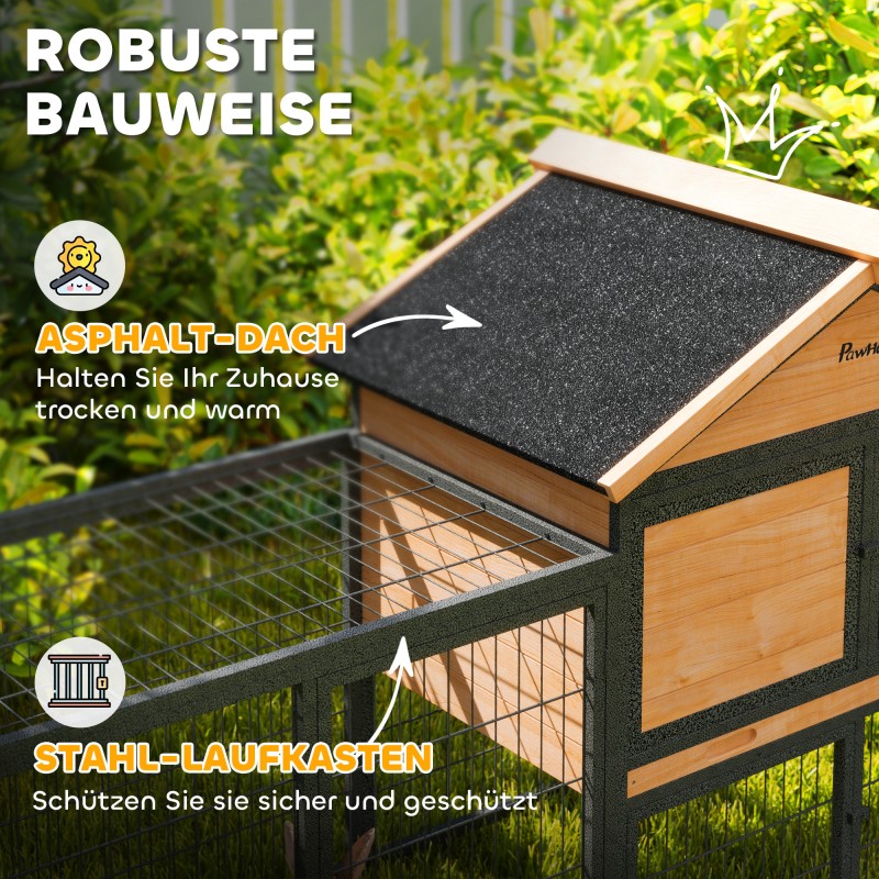 Kanihäkki ulkokäyttöön 2 tasoa täyspuuta 217x53x86 cm keltainen