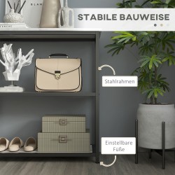 Sivupöytä / konsolipöytä, 3 tasoa, teräs ja lastulevy, 100 x 30 x 80 cm, marmori-look valkoinen/musta