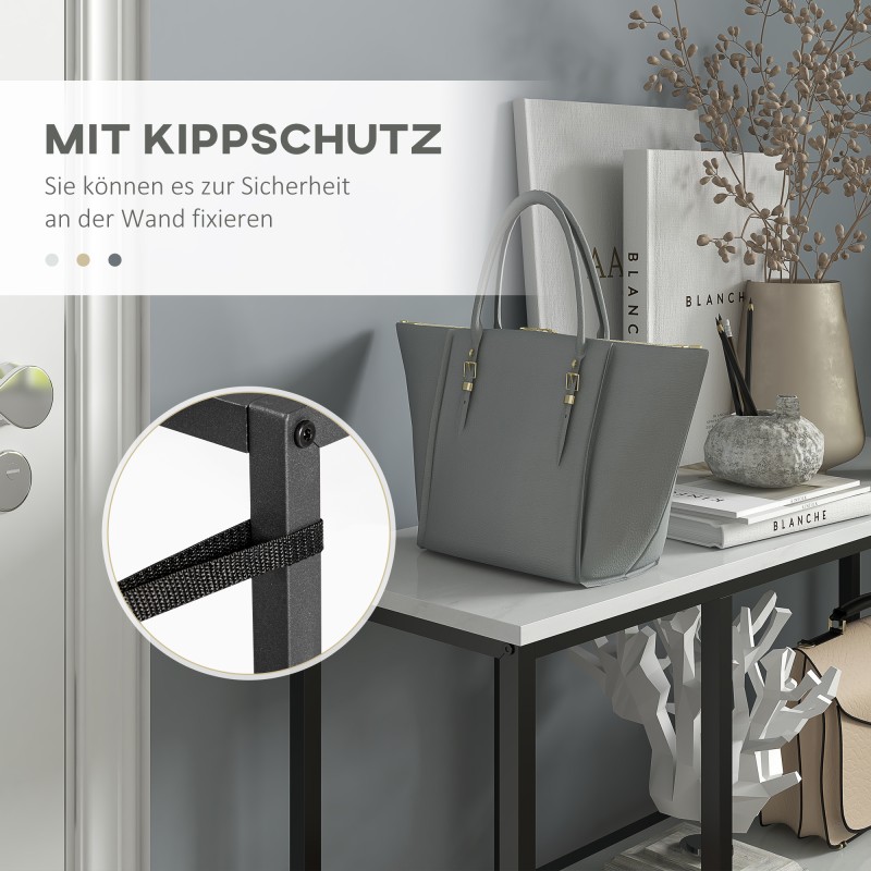 Sivupöytä / konsolipöytä, 3 tasoa, teräs ja lastulevy, 100 x 30 x 80 cm, marmori-look valkoinen/musta