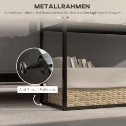 Metallinen konsolipöytä / sivupöytä, 2 tasoa, teräs, 90 x 30 x 75 cm, musta