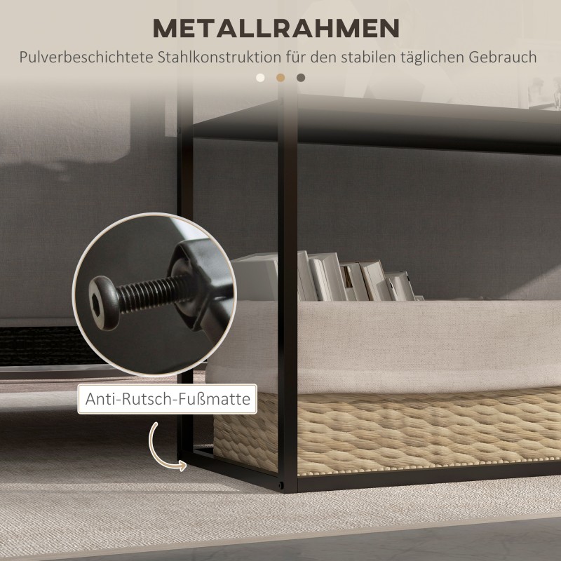 Metallinen konsolipöytä / sivupöytä, 2 tasoa, teräs, 90 x 30 x 75 cm, musta