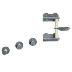 Kissan seinäkiipeilysarja 4 osainen lastulevy plyysi sisal 40 x 28 x 73 cm beige harmaa