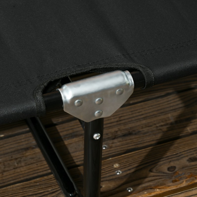 Taitettava puutarhan lepotuoli 2 kpl, teräsrunko ja Oxford-kangas, selkänoja 5-asentoinen, musta