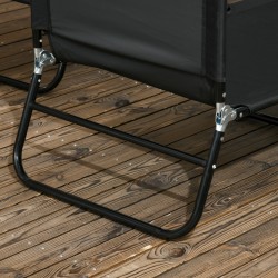 Taitettava puutarhan lepotuoli 2 kpl, teräsrunko ja Oxford-kangas, selkänoja 5-asentoinen, musta