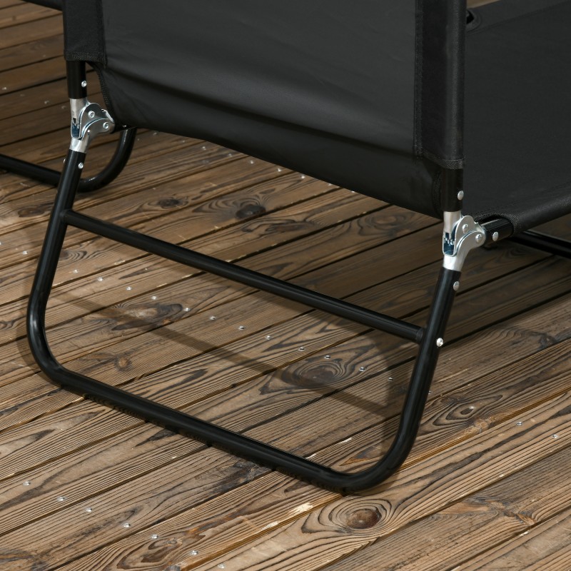 Taitettava puutarhan lepotuoli 2 kpl, teräsrunko ja Oxford-kangas, selkänoja 5-asentoinen, musta