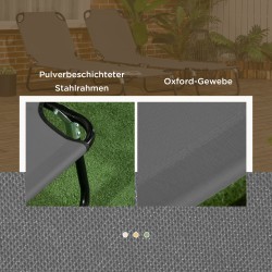 Taitettava aurinkotuoli puutarhaan 2 kpl, teräs ja oxford-kangas, säädettävä selkänoja, tummanharmaa/musta