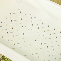 Säilytysvaunu 3-tasoinen metallirunko ripustettavalla laatikolla 50 x 29,4 x 77 cm valkoinen