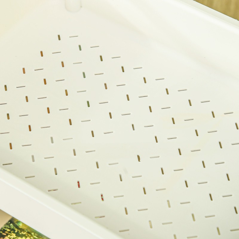 Säilytysvaunu 3-tasoinen metallirunko ripustettavalla laatikolla 50 x 29,4 x 77 cm valkoinen