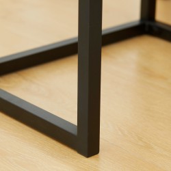 Sivupöytä kaapilla, teollistyylinen, lastulevy ja teräs, 40 x 30 x 76 cm, luonnonpuu + musta