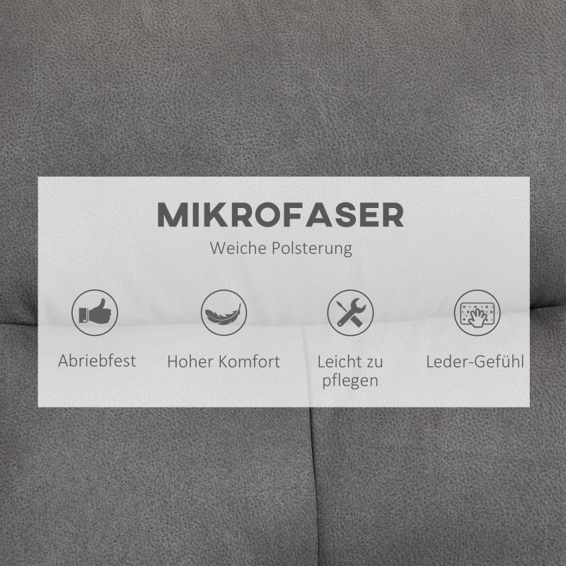 Lepotuoli jalkarahilla, kallistettava selkänoja, mikrokuitu, tummanharmaa