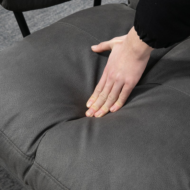 Lepotuoli jalkarahilla, kallistettava selkänoja, mikrokuitu, tummanharmaa