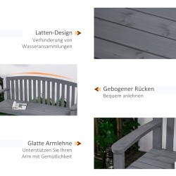 Puinen puutarhapenkki 2-hengen, täyspuu tuomi, 143 x 51 x 85 cm, 240 kg, harmaa