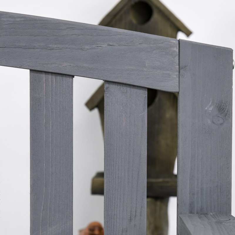 Puinen puutarhapenkki 2-hengen, täyspuu tuomi, 143 x 51 x 85 cm, 240 kg, harmaa