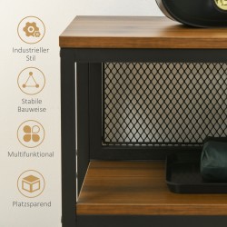 Sivupöytä konsolipöytä eteiseen, lastulevy ja metallirunko, 100 x 29,5 x 90 cm, ruskea/musta