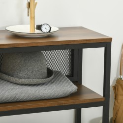 Sivupöytä konsolipöytä eteiseen, lastulevy ja metallirunko, 100 x 29,5 x 90 cm, ruskea/musta