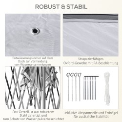 Puutarhateltta pop up metallirunko 330 x 330 x 288 cm verkkoseinät harmaa