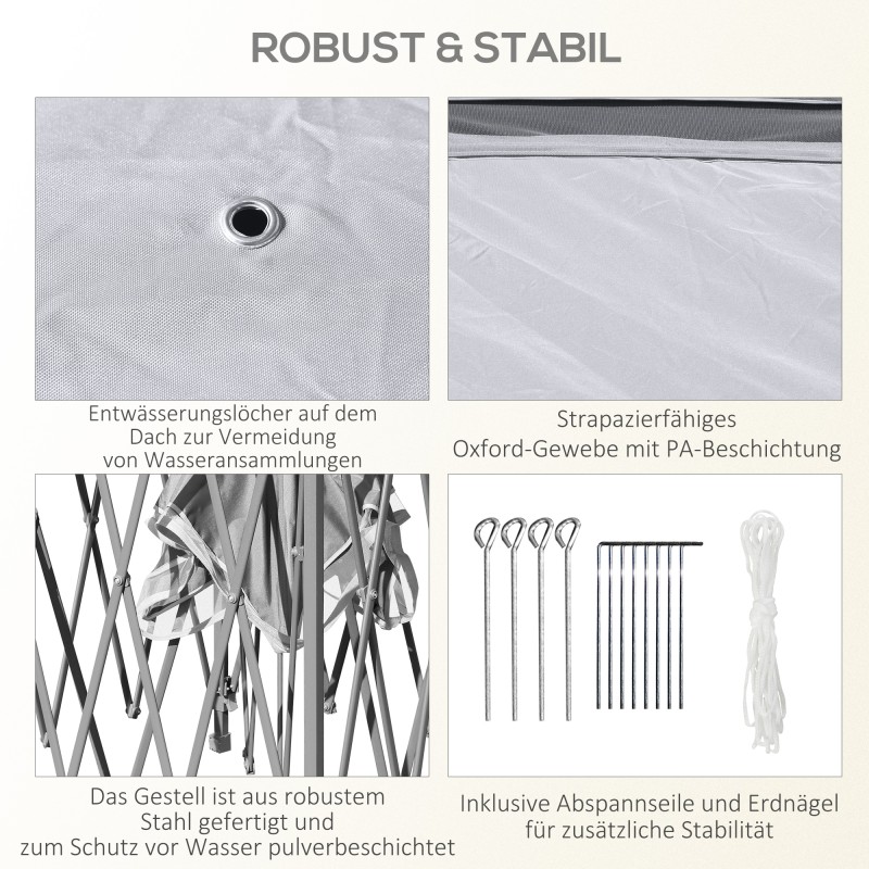 Puutarhateltta pop up metallirunko 330 x 330 x 288 cm verkkoseinät harmaa