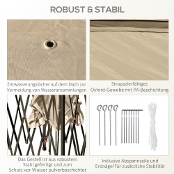 Kokoontaitettava puutarhakatos metallirunko 330 x 330 x 288 cm beige